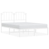 Metal Bed Frame with Headboard White 53.1"x74.8"