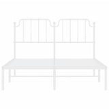 Metal Bed Frame with Headboard White 53.1"x74.8"