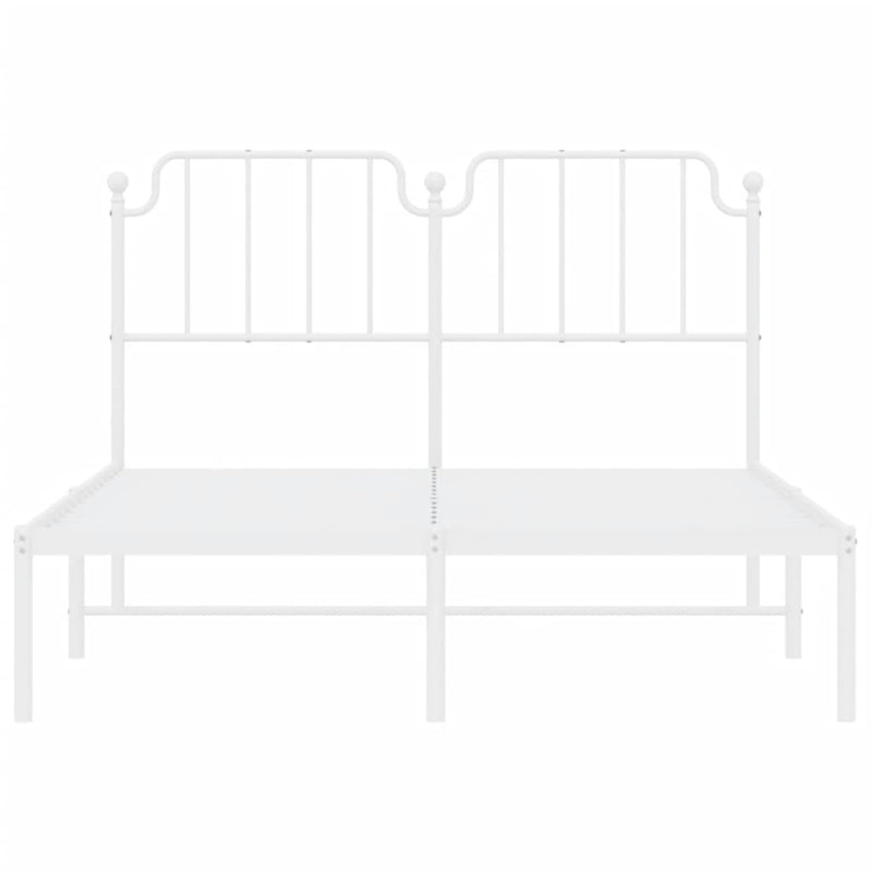 Metal Bed Frame with Headboard White 53.1"x74.8"