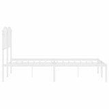 Metal Bed Frame with Headboard White 53.1"x74.8"