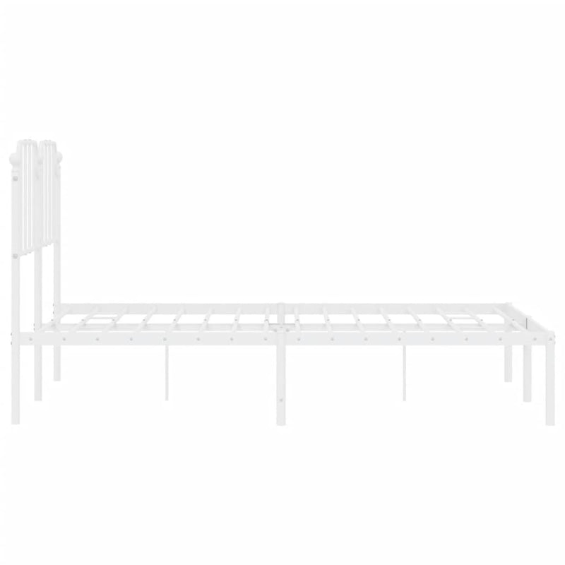 Metal Bed Frame with Headboard White 53.1"x74.8"