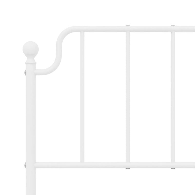 Metal Bed Frame with Headboard White 53.1"x74.8"