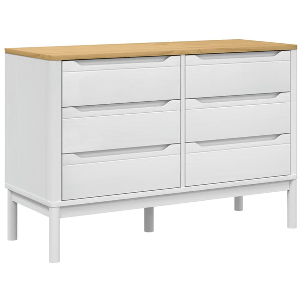 Chest of Drawers FLORO White Solid Wood Pine