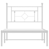 Metal Bed Frame with Headboard White 39.4"x78.7"