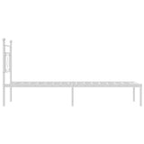 Metal Bed Frame with Headboard White 39.4"x78.7"