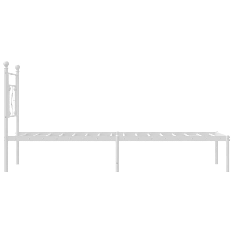 Metal Bed Frame with Headboard White 39.4"x78.7"