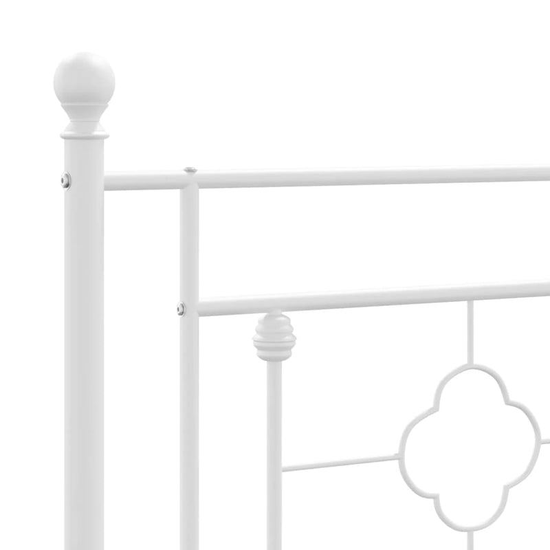 Metal Bed Frame with Headboard White 39.4"x78.7"