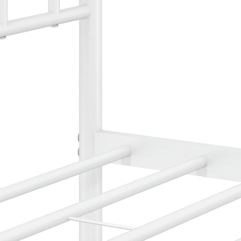 Metal Bed Frame with Headboard White 39.4"x78.7"