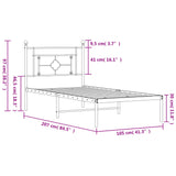 Metal Bed Frame with Headboard White 39.4"x78.7"