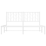 Metal Bed Frame with Headboard White 59.1"x78.7"