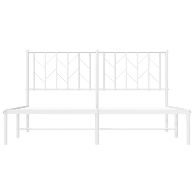 Metal Bed Frame with Headboard White 59.1"x78.7"