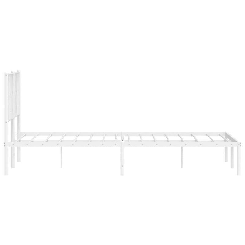 Metal Bed Frame with Headboard White 59.1"x78.7"