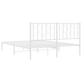 Metal Bed Frame with Headboard White 59.1"x78.7"