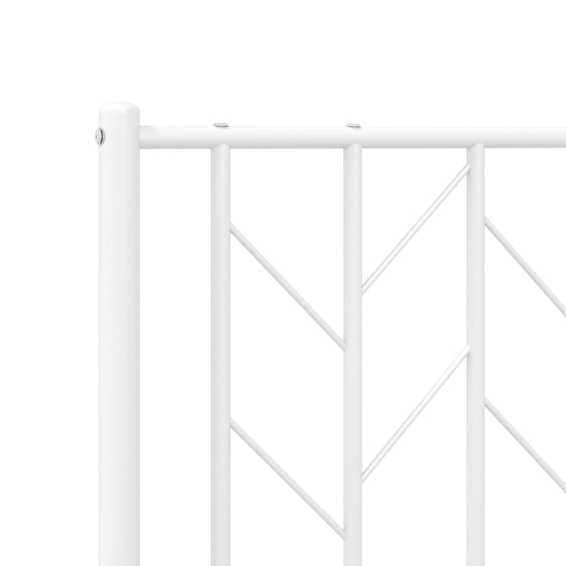 Metal Bed Frame with Headboard White 59.1"x78.7"