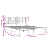 Metal Bed Frame with Headboard White 59.1"x78.7"