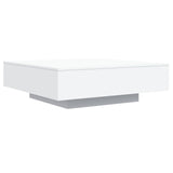 Coffee Table with LED Lights White 39.4"x39.4"x12.2"