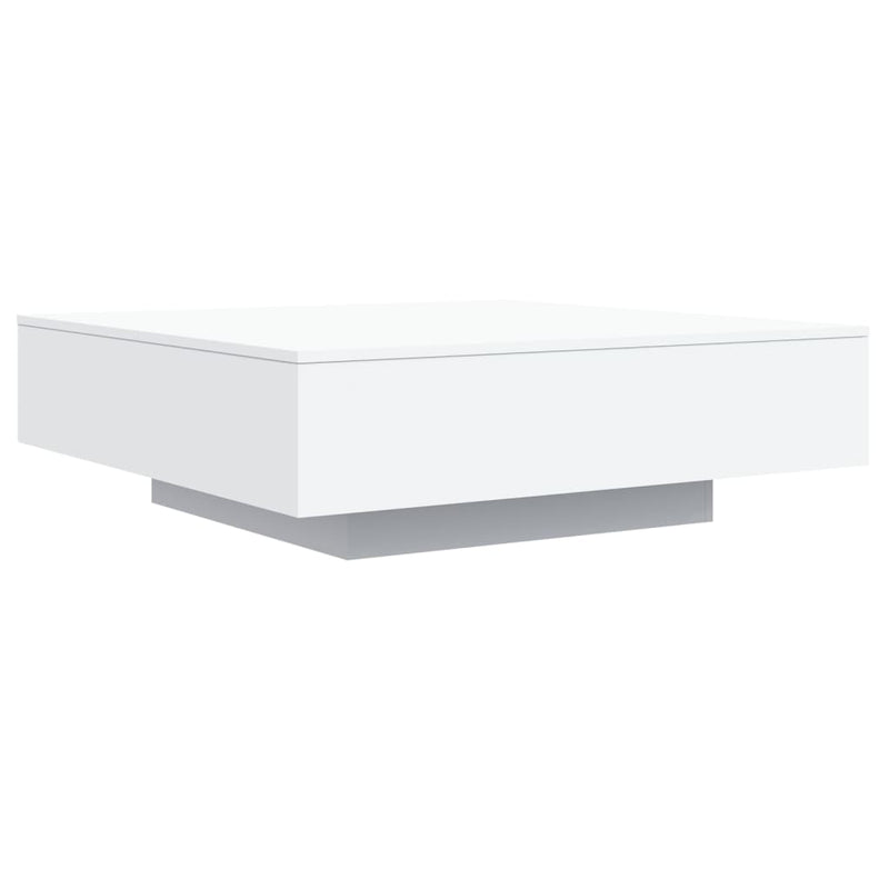 Coffee Table with LED Lights White 39.4"x39.4"x12.2"