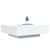 Coffee Table with LED Lights White 39.4"x39.4"x12.2"