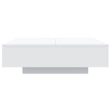 Coffee Table with LED Lights White 39.4"x39.4"x12.2"