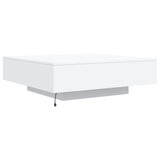 Coffee Table with LED Lights White 39.4"x39.4"x12.2"