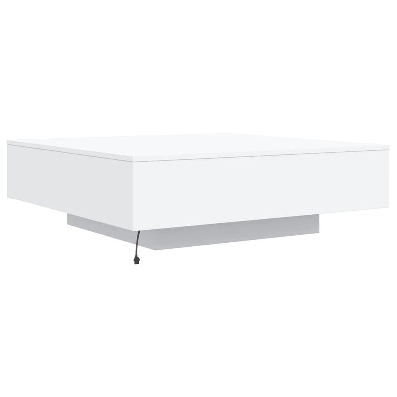 Coffee Table with LED Lights White 39.4"x39.4"x12.2"