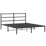 Metal Bed Frame with Headboard Black 59.1"x78.7"