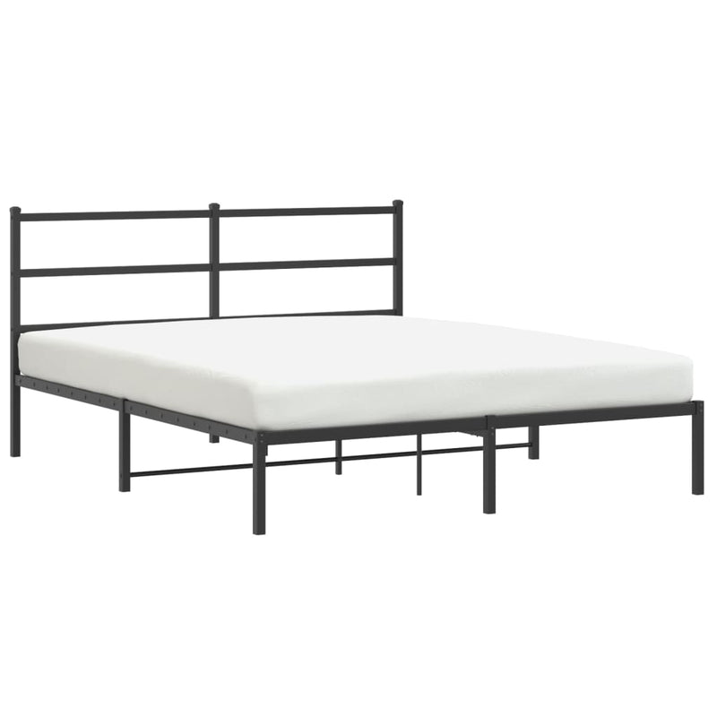 Metal Bed Frame with Headboard Black 59.1"x78.7"