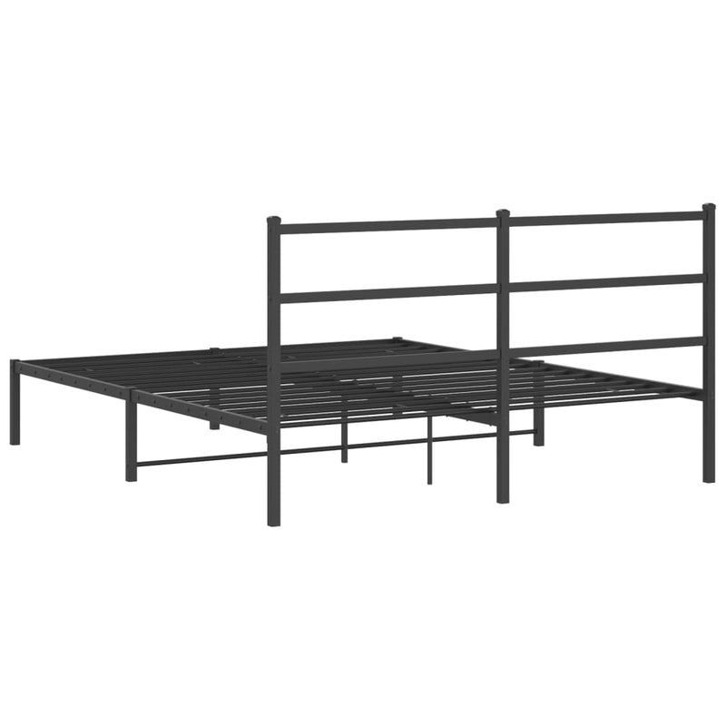 Metal Bed Frame with Headboard Black 59.1"x78.7"