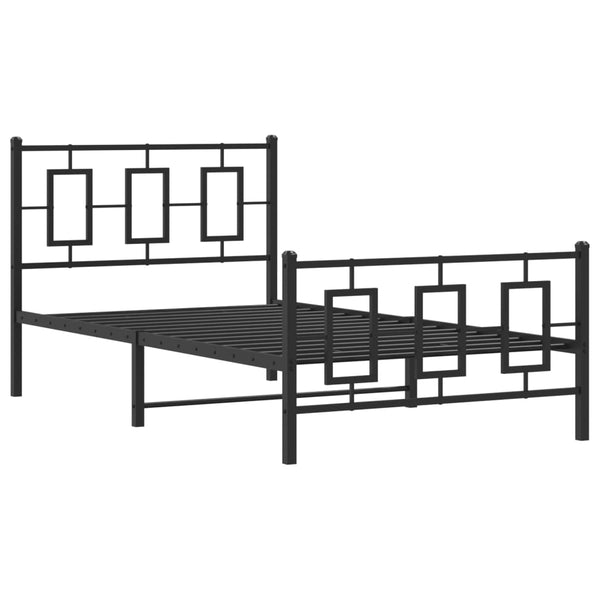 Metal Bed Frame with Headboard and Footboard Black 39.4"x78.7"