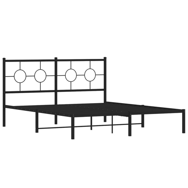 Metal Bed Frame with Headboard Black 59.1"x78.7"