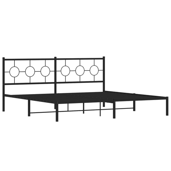 Metal Bed Frame with Headboard Black 76"x79.9" King