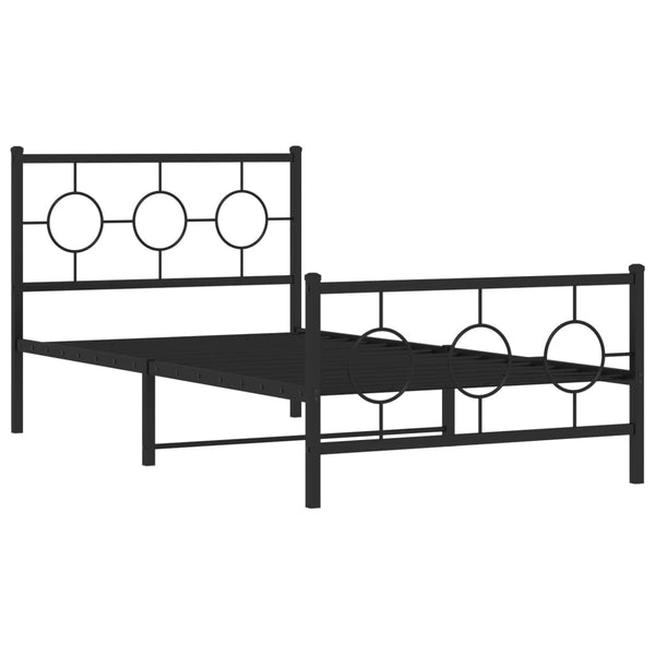 Metal Bed Frame with Headboard and Footboard Black 39.4"x78.7"