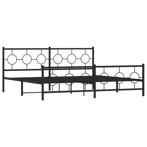 Metal Bed Frame with Headboard and Footboard Black 76"x79.9" King