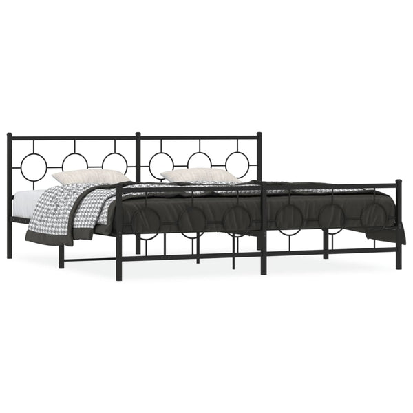 Metal Bed Frame with Headboard and Footboard Black 76"x79.9" King