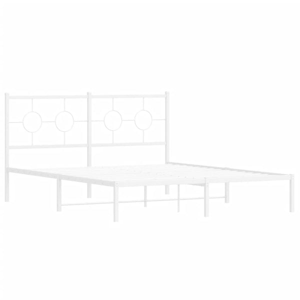 Metal Bed Frame with Headboard White 59.1"x78.7"