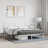 Metal Bed Frame with Headboard White 59.1"x78.7"