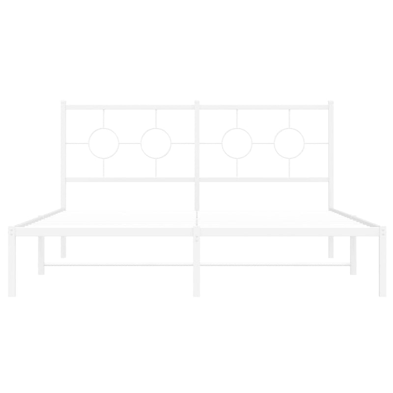 Metal Bed Frame with Headboard White 59.1"x78.7"