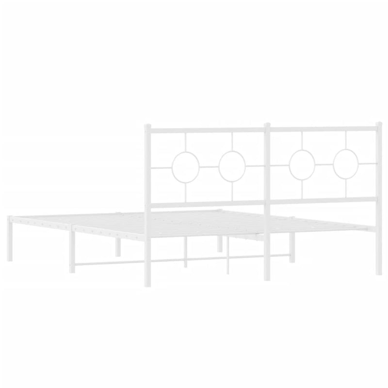 Metal Bed Frame with Headboard White 59.1"x78.7"