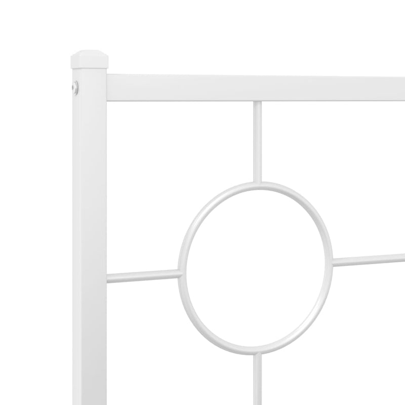 Metal Bed Frame with Headboard White 59.1"x78.7"