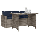 2 Piece Patio Dining Set with Cushions Gray Poly Rattan