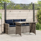 2 Piece Patio Dining Set with Cushions Gray Poly Rattan