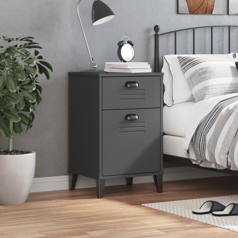 Bedside Cabinet VIKEN Anthracite Gray Engineered Wood