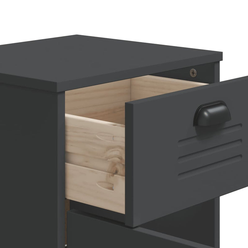 Bedside Cabinet VIKEN Anthracite Gray Engineered Wood