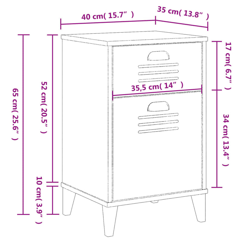 Bedside Cabinet VIKEN Anthracite Gray Engineered Wood