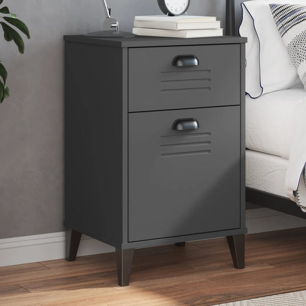 Bedside Cabinet VIKEN Anthracite Gray Engineered Wood