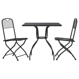 3 Piece Patio Dining Set Anthracite Metal Mesh