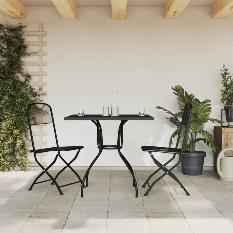 3 Piece Patio Dining Set Anthracite Metal Mesh