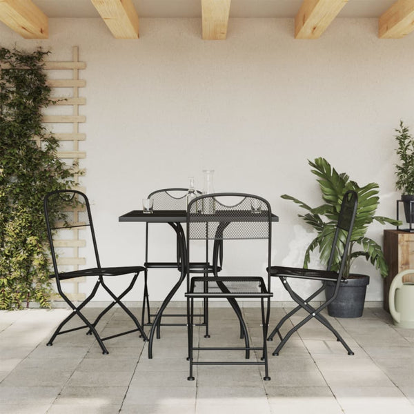 5 Piece Patio Dining Set Anthracite Metal Mesh