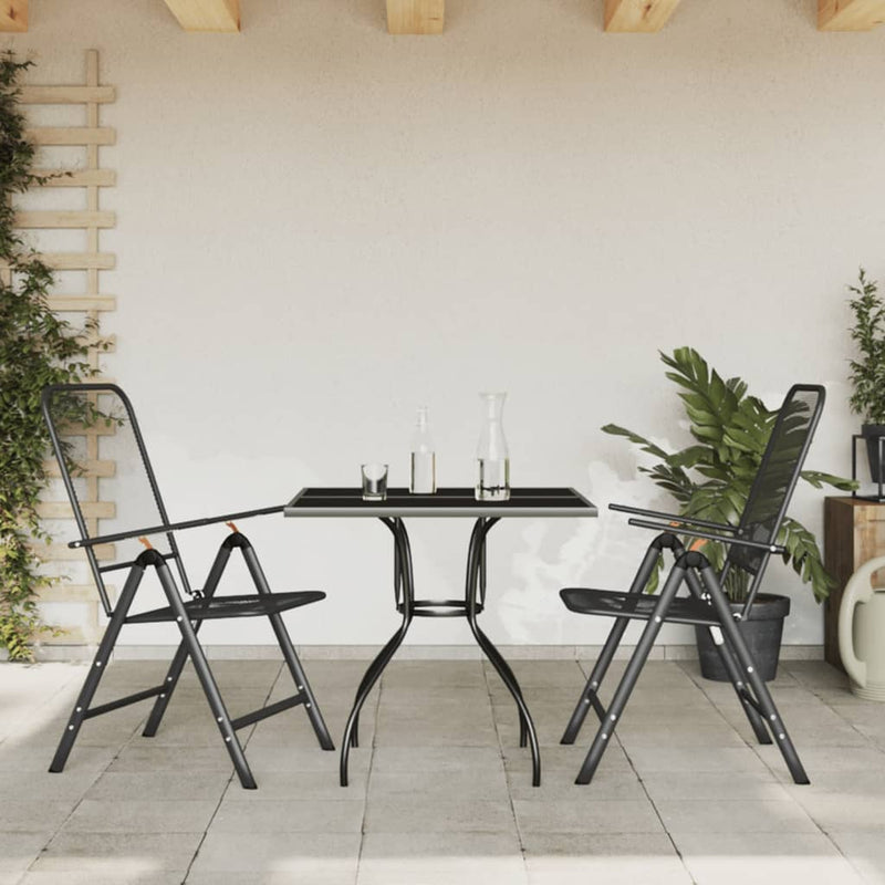 3 Piece Patio Dining Set Anthracite Metal Mesh