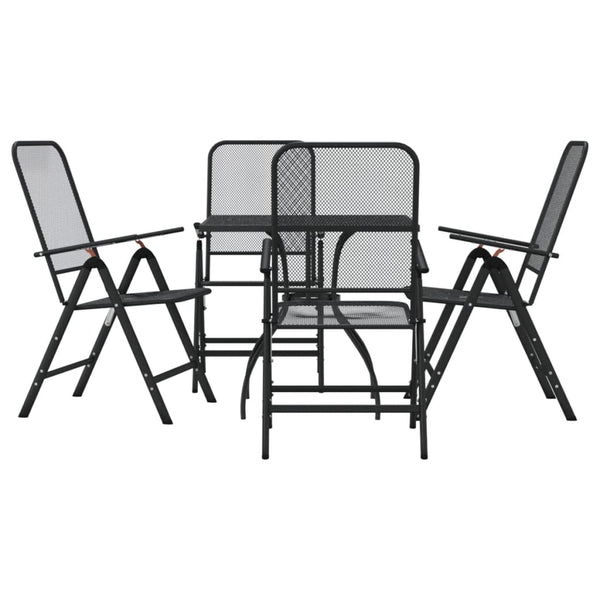 5 Piece Patio Dining Set Anthracite Metal Mesh